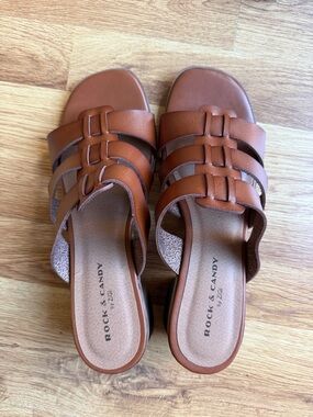 Rock & Candy Brown Multi-Strap Slide Sandals
